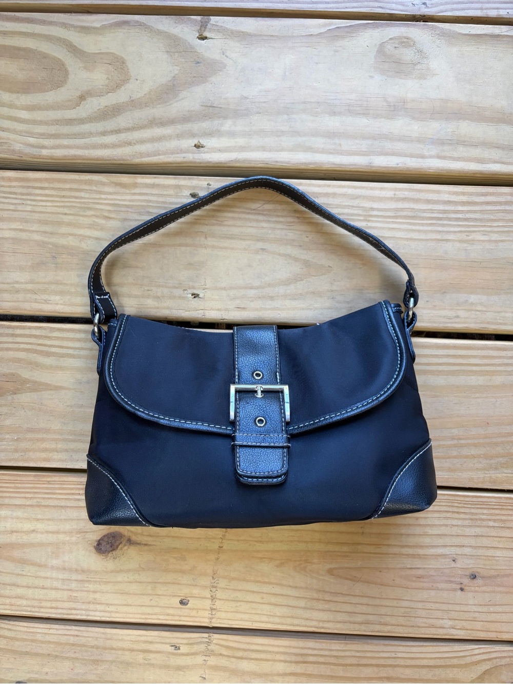 VTG Black Shoulder Bag with Silver Buckle